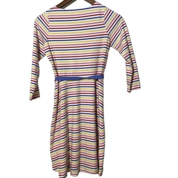 Crewcuts Girls Dress Size 12 Long Sleeve Tie Waist Striped Cotton Blend - Picture 2 of 9